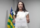 Prefeita reeleita Graciele da Arte Trigo recebe diploma da justiça  eleitoral em cerimônia  no auditório da UniEvangélica, em Anápolis